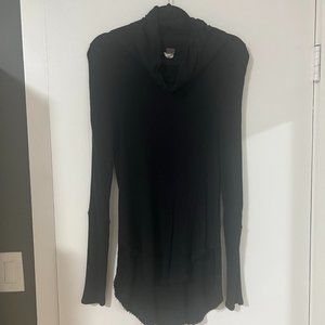 Free People Black Cowl Neck Long Waffle Knit top - Size M
